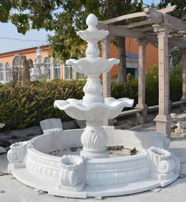 Polished White Marble Fountain, for Outdoor, Design : Classy