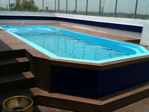 Fiber Glass Civil Type Prefab Swimming Pool, Color : White Blue