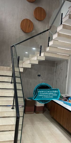 Aluminium glass Railing by Chanderiya steel and railing accessories