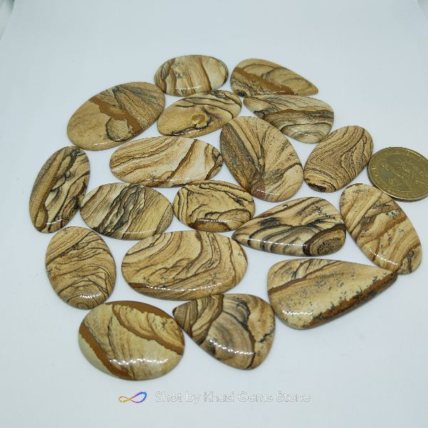Polished Picture Jasper Gemstone, for Making Jewelry, Color : Brown