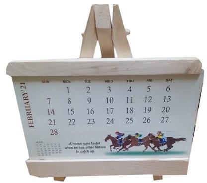 Rectangular Wooden Desktop Calendar Stand, Color : White