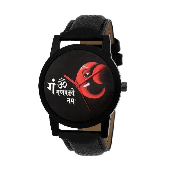 OM Ganpati Analog Black Strap Watch - M120