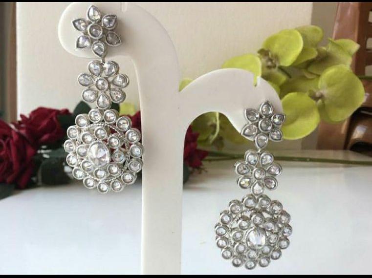 Polished Rhodium Earrings, Occasion : Casual Wear