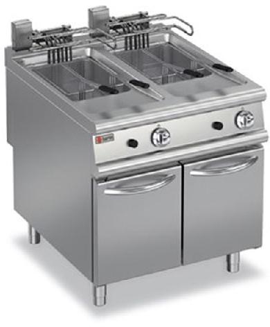 Double Deep Fat Fryer with Oven, Color : Silver