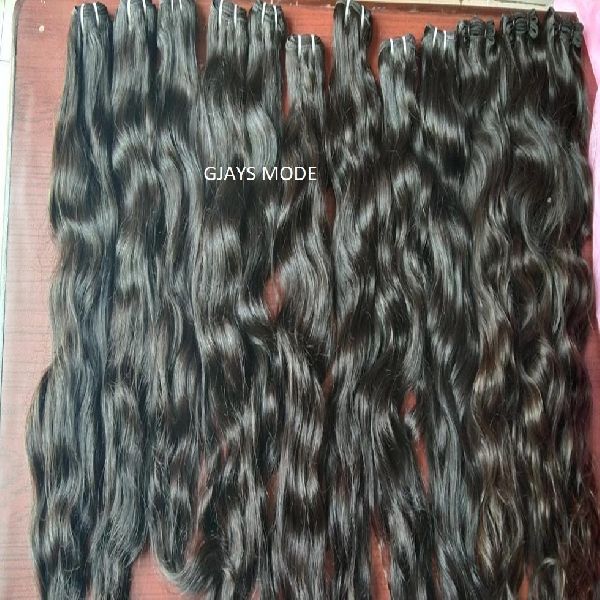 Raw Wavy Human Hair Extensions, for Parlour, Personal, Color : Black