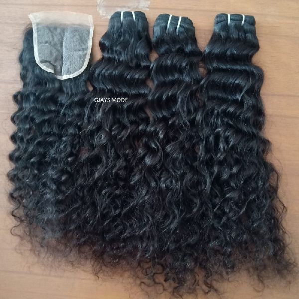 Unprocessed Curly Human Hair, for Parlour, Personal, Color : Black, Brownish