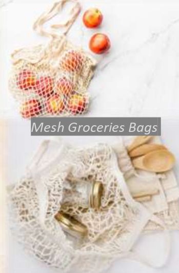 Cotton Plain Organic Mesh Grocery Bags, Handle Type : Loop Handle