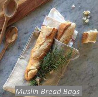 Cotton Organic Muslin Bread Bags, for Packaging, Technics : Machine Made