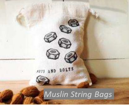 Canvas Organic Muslin String Bags, for Packaging, Technics : Machine Made