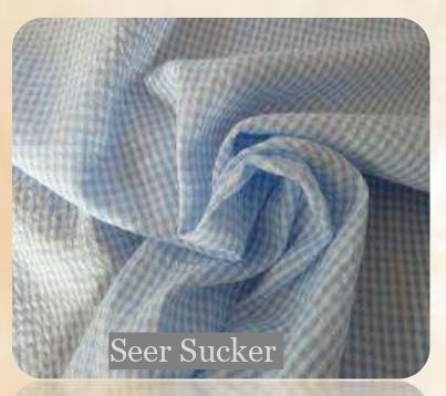 Organic Seer Sucker Fabric, for Garments, Textile Industry, Technics : Machine Made
