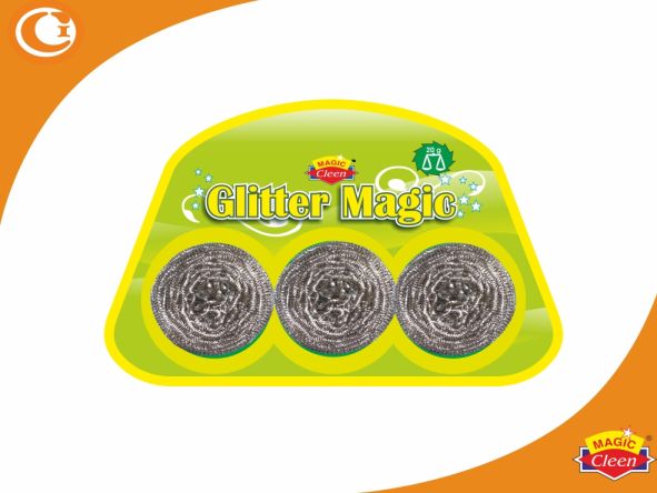 Magic Cleen Glitter Stainless Steel Scrubber Pack of 3