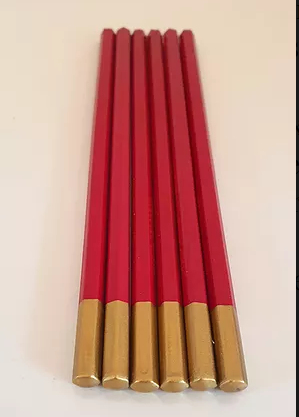 Gold Tipped Deep Red Wooden Pencil, Feature : Smooth Finish