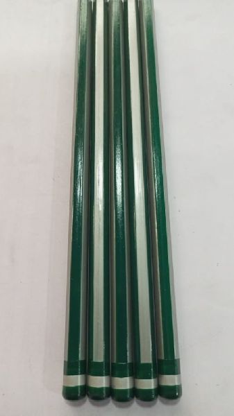 Green and Sliver Stripes Wooden Pencil, Length : 5inch
