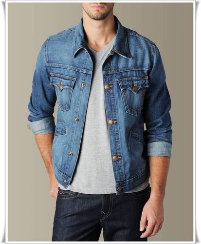 Mens Denim Jacket, for Comfortable Soft, Inner Pockets, Quick Dry, Size : XL