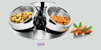 Steel 3 Pcs Candy Bowl with Tray