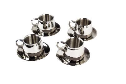 Polished Plain Steel Belly Cup Set, Shape : Round