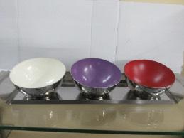 Steel Colored Taper Bowl and Tray Set