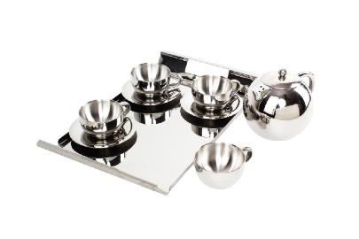 Steel Tea Set with Tray