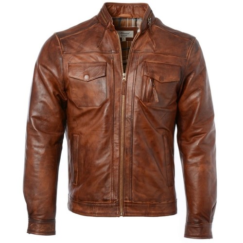 Plain leather jacket, Size : M, S, XL, XXL