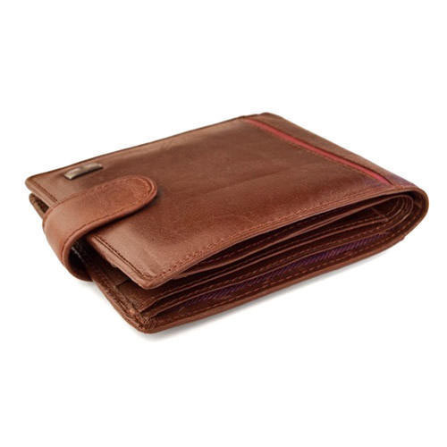 Rectangular Polished leather wallet, Pattern : Plain