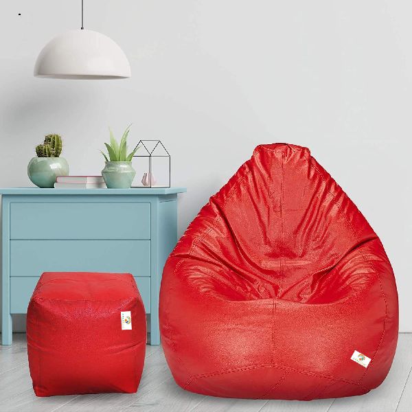 Red Beans Filled Affluence Bean Bag with Footstool