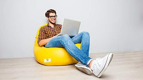 Yellow Beans Filled Affluence Bean Bag with Footstool