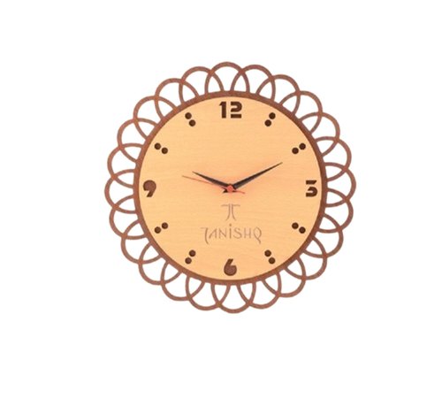 Round Wooden Wall Clock, for Promotional, Color : Brown