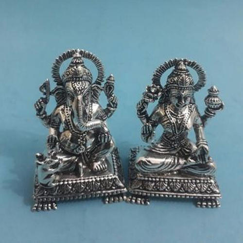 Silver Laxmi Ganesha Idol