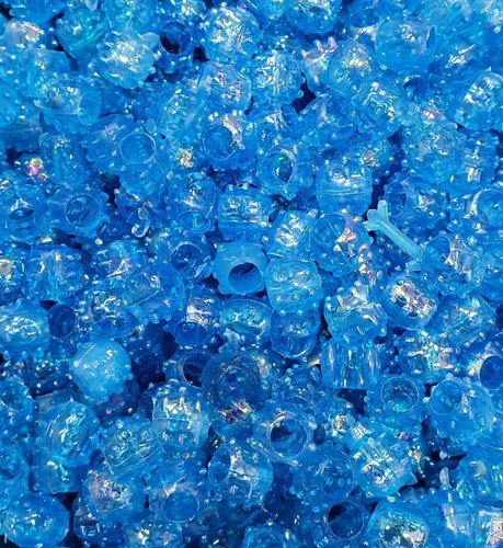Glossy Plastic Rainbow Beads, Color : Blue