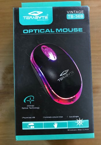 Terabyte Plastic USB Mouse, Color : Black