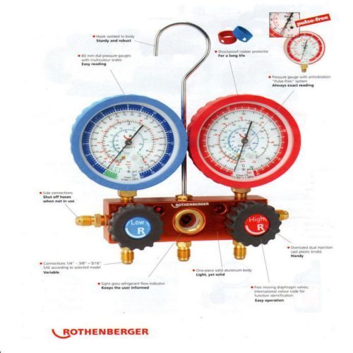 Rothenberger Manifold Pressure Gauge, Dial Size : 2.5 inch / 63 mm