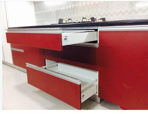 Red Color Parallel Kitchen