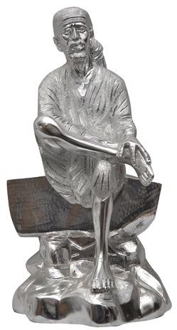 White Metal Sai Baba Statue, Color : Silver