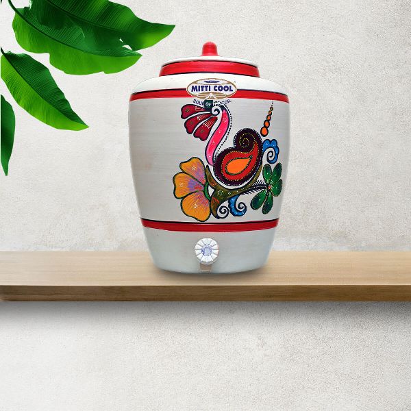 13 Litres Clay Water Pot, Color : White