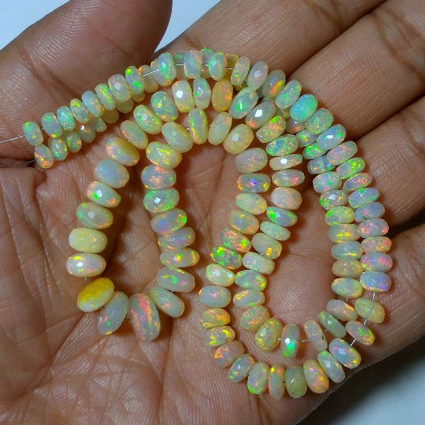 Faceted Rondelle Opal Beads