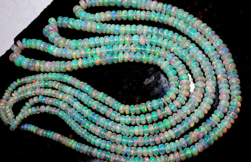 Smooth Rondelle Opal Beads
