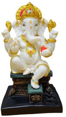30 cm Marble Ganesha Statue, Color : Colorful