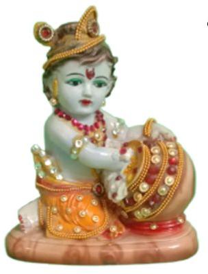 Poly Resin / Marble Dust Krishna Makhan Chor Statue, Color : Colourful Beats