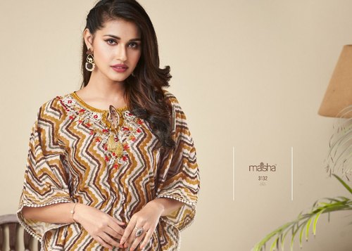 3/4th Sleeve Printed Silk Kurti, Occasion : Party Wear