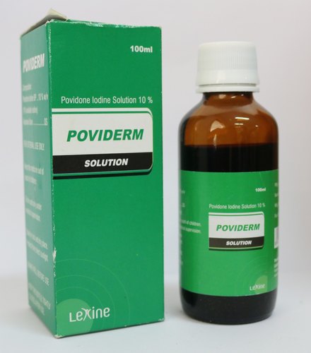 Poviderm Povidone Iodine Solution, for External Wound Disinfectant, Packaging Size : 100 ML