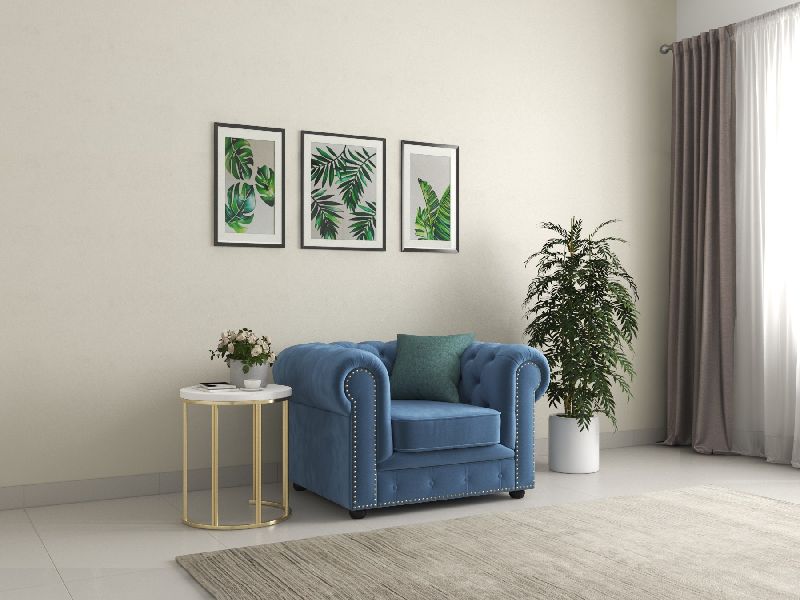 Velvet One Seater Fabric Sofa