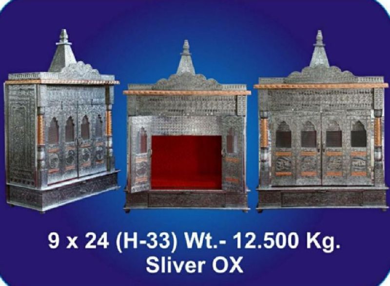 Coated Stainless Steel 9x24 Silver Oxidised Temple, for Home Use, Feature : Attractive Pattern, Durable