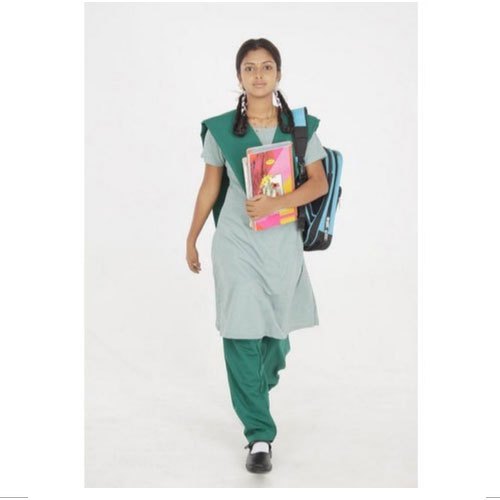 Cotton Plain Salwar Kameez School Uniform, Color : Green