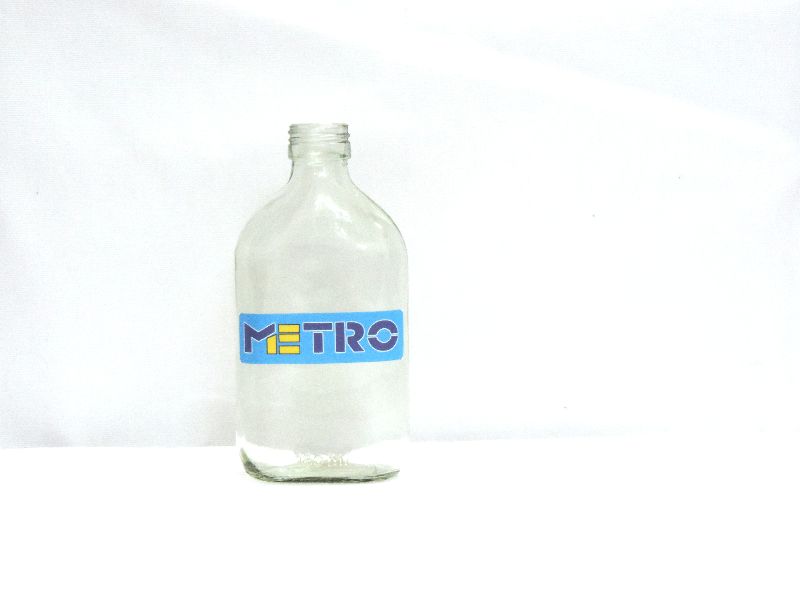 180ml Flat Glass Bottle, Color : Transparent