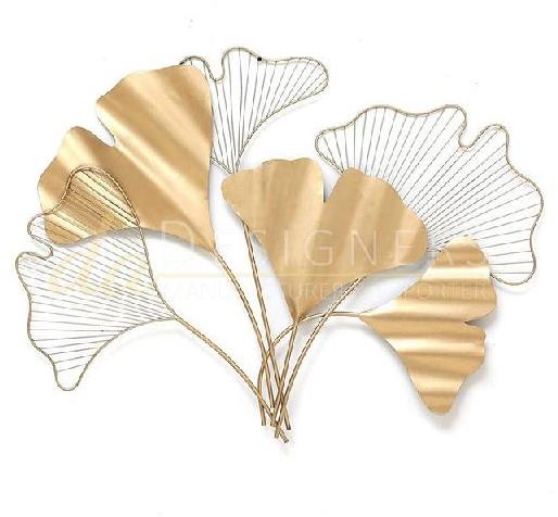 Polished Iron Golden Leaves Wall Art, for Decoration, Packaging Type : Carton Box