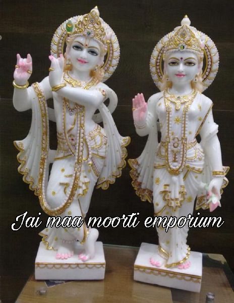 Jmm Polished Natural Marble Radha Krishna, Color : White