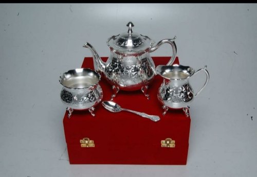 Brass Silver Tea Set, Size : 1 litter