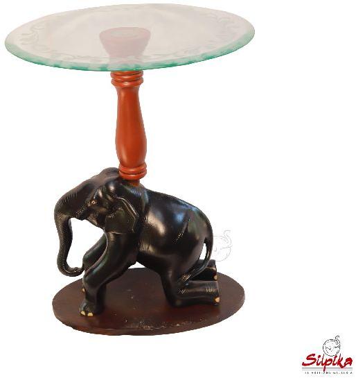 Silpika Wood Carved Elephant Table, for Hotel, Home