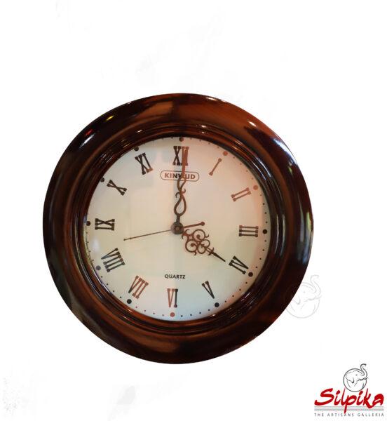 Silpika Round Roosewood Rosewood Wall Clock, for Home, Office, Packaging Type : Thermocol Box
