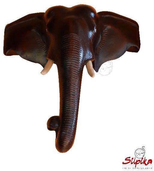 Silpika Wooden Elephant Head, Color : Brown